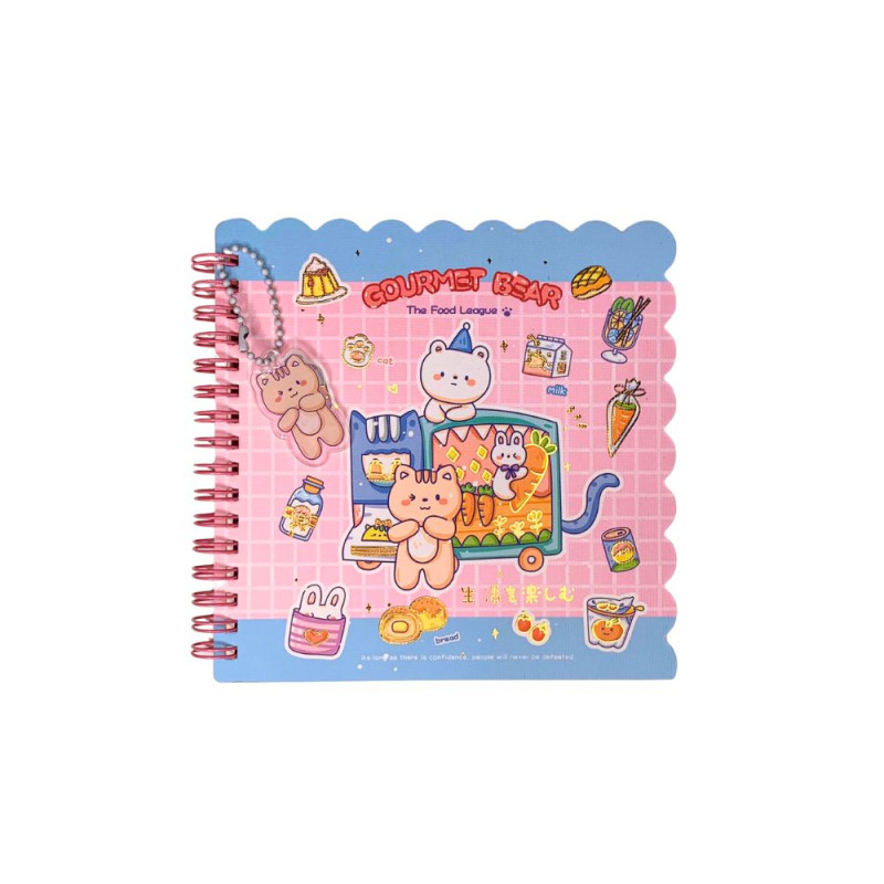 Caderno Kawaii com desenho fofo e páginas coloridas, agenda