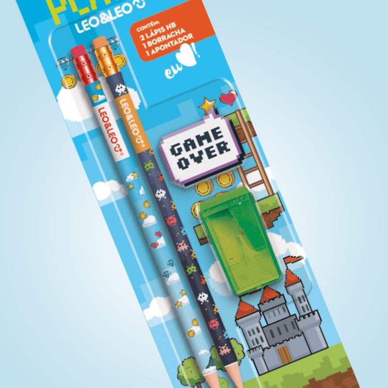 Kit Escolar Game HB com 4 peças - LEO&LEO