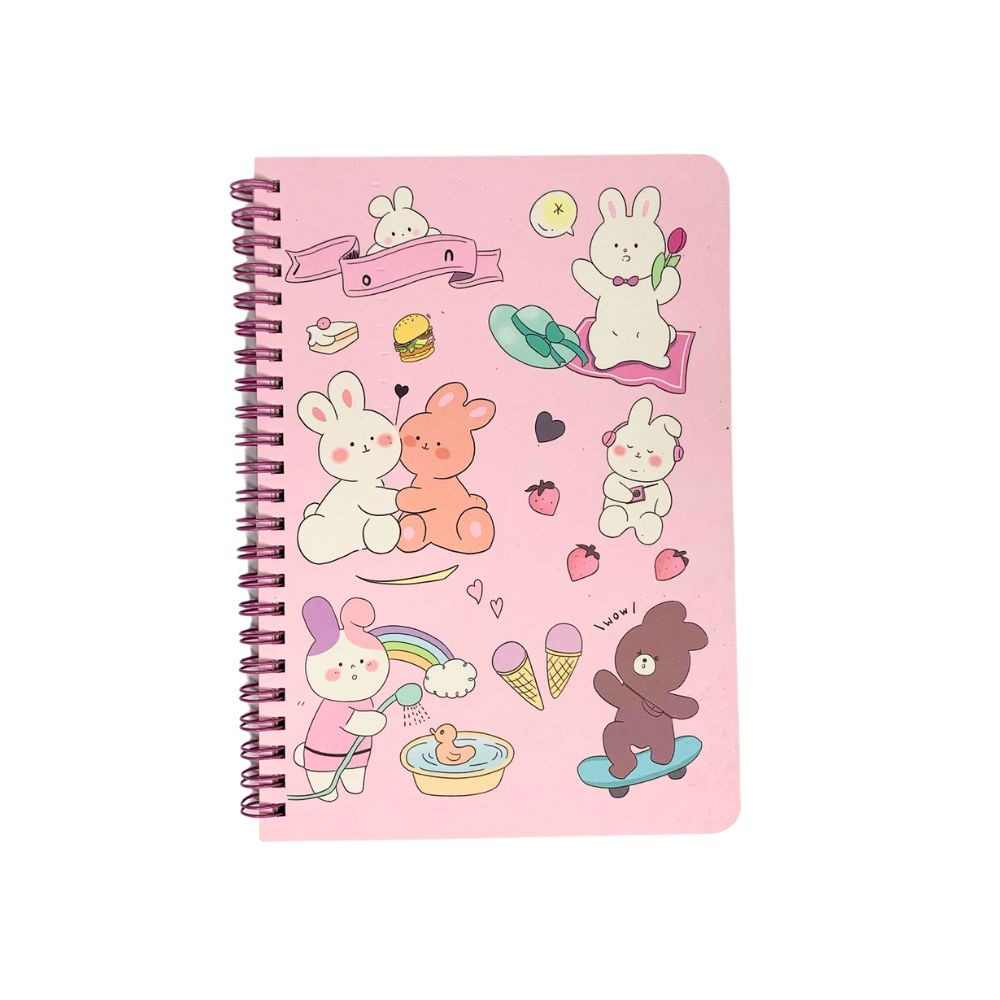 Caderno Kawaii com desenho fofo e páginas coloridas, agenda