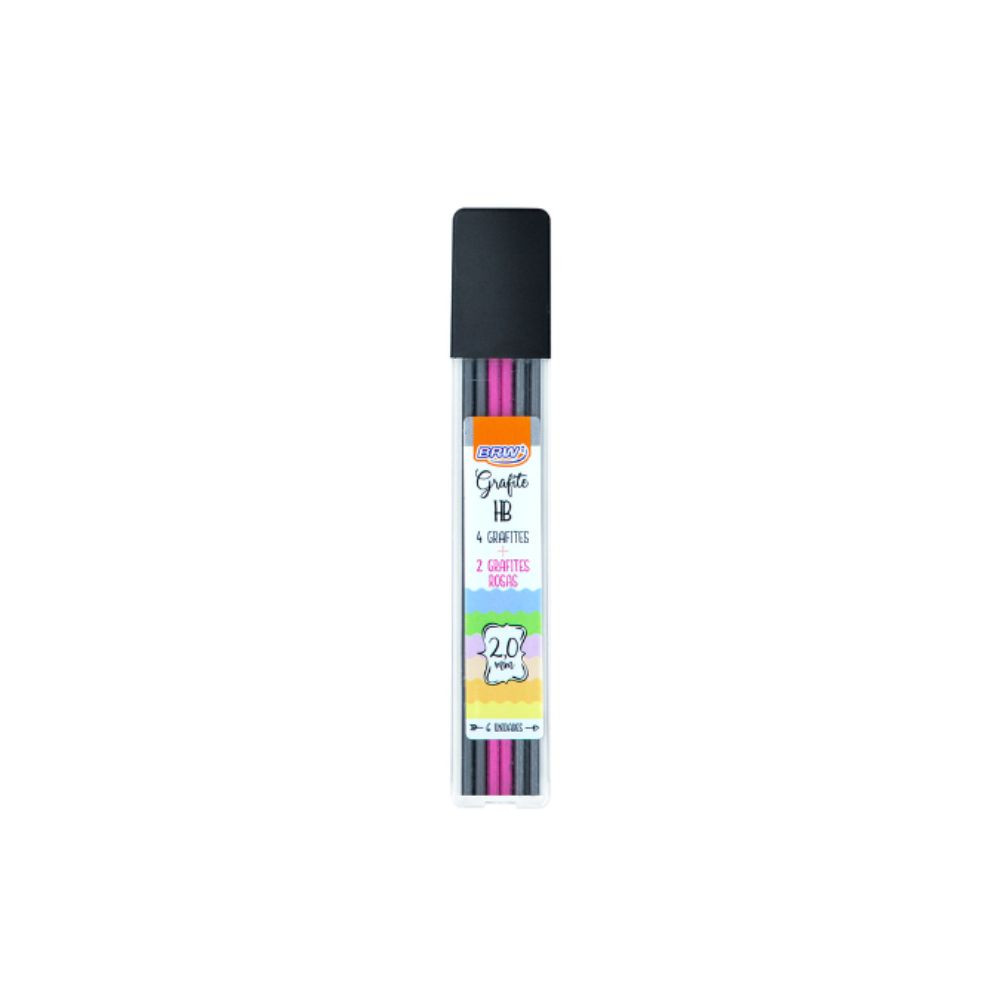 Lapiseira 2.0mm Rosa Pastel Com 6 Grafites Blister C/ 1 Und BRW