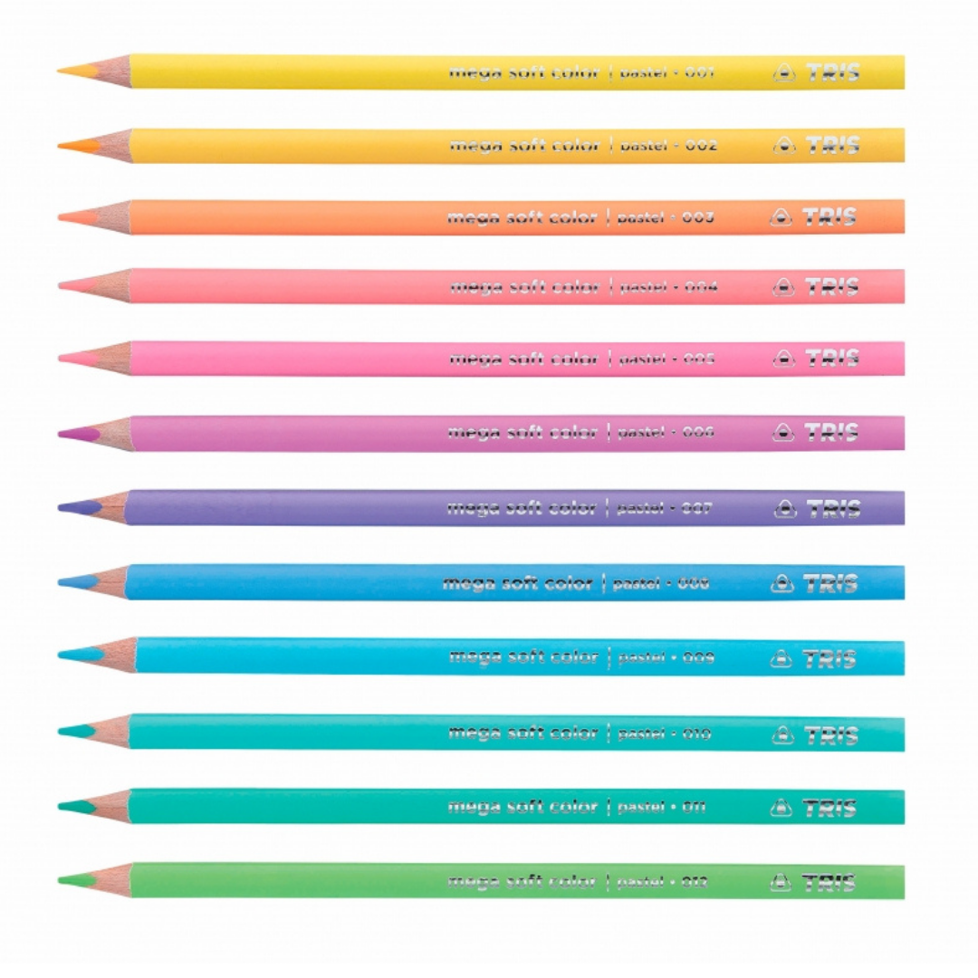 Lápis de Cor Mega Soft 12 Cores Pastel - TRIS