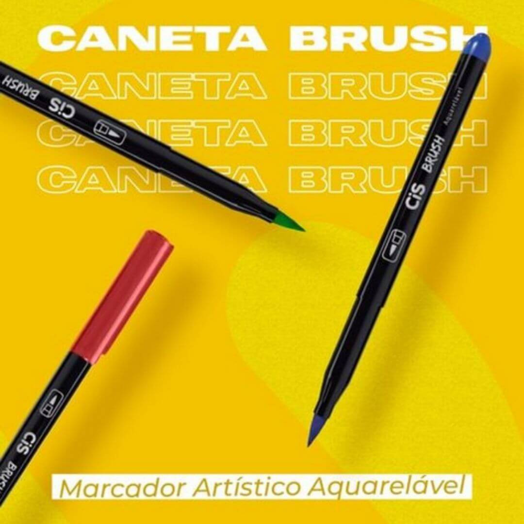 Caneta Brush Pen CiS Aquarelável Estojo Com 12 Cores
