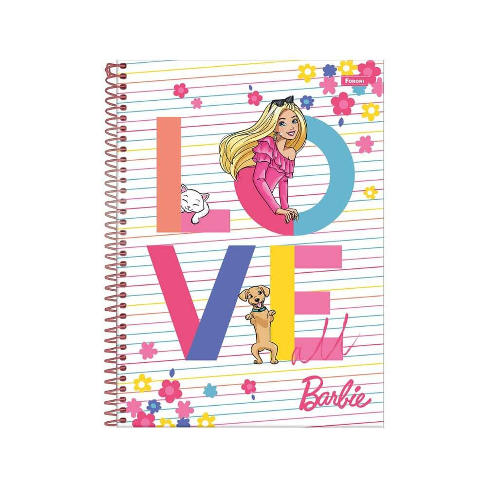 Caderno Barbie Universitário 10 Matérias 160 Folhas Love All