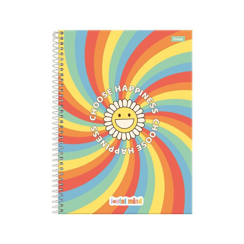Caderno Universitário 15 Matérias Joyful Mind Foroni Happiness