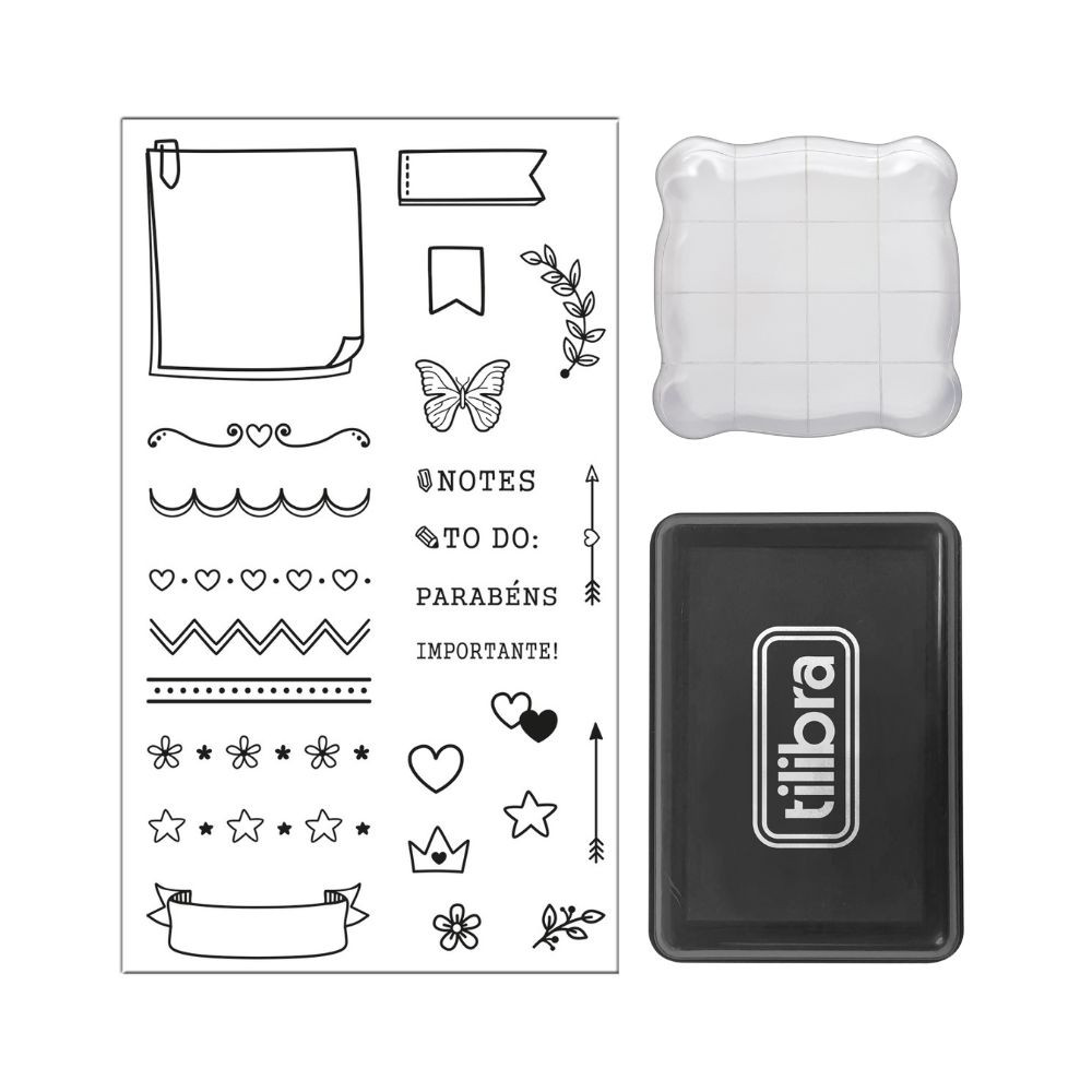 Kit Carimbos Transparentes P/ Planner Tilibra