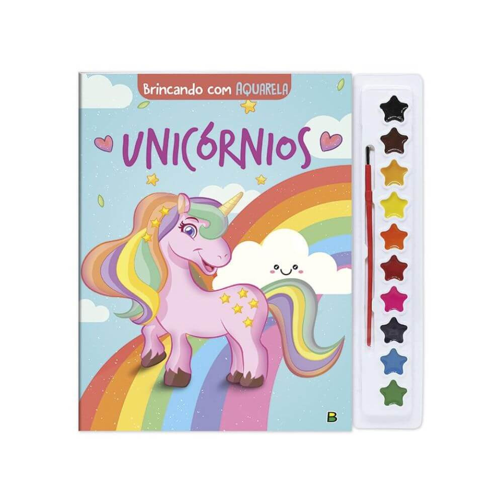 Livro Para Colorir Brincando Com Aquarela Unicórnios