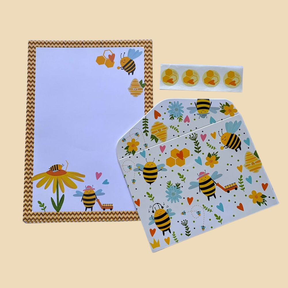 Papeis de Carta Kit com Envelopes Abelinhas La Palomita