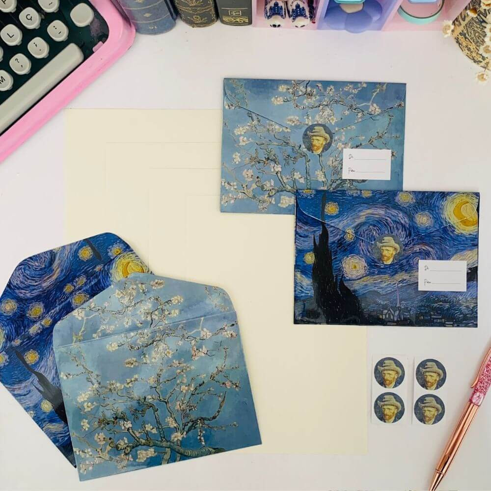 Papéis de Carta Kit com Envelopes Van Gogh La Palomita