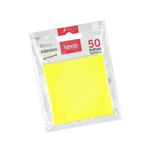 Bloco Adesivo Transparente Com Cor Amarelo Keep 75x75mm 50 Folhas