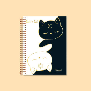 Caderno Espiral A5 Cute Cat Cadersil Preto & Branco
