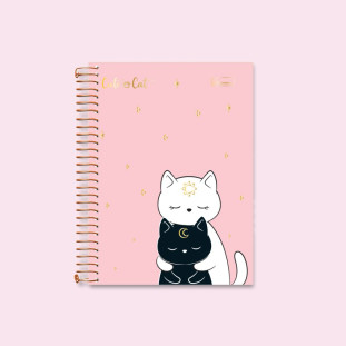 Caderno Espiral A5 Cute Cat Cadersil Rosa Hug