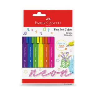 Caneta Fine Pen Faber Castell c/ 6 Cores Neon Colors