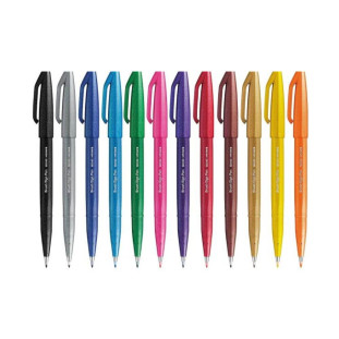 Kit Caneta Brush Sign Pen Pentel 12 Cores