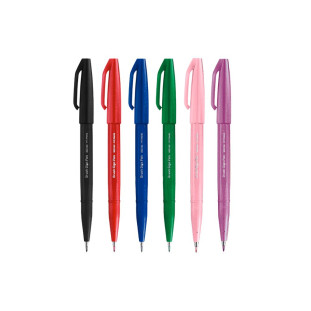 Kit Caneta Brush Sign Pen Pentel 6 Cores