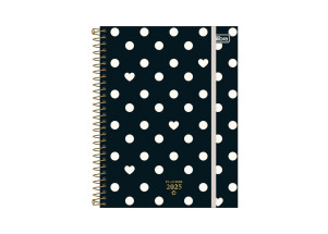 Agenda Planner 2025 Espiral Tilibra West Village Coração e Bolinhas 177mm x 240mm