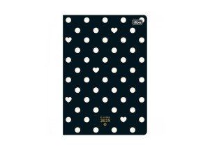 Agenda Planner 2025 Mensal Grampeado Tilibra West Village Coração e Bolinhas 178mm x 254mm