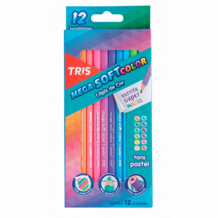 Lápis de Cor Mega Soft 12 Cores Pastel - TRIS