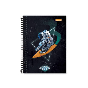 Caderno Colegial 10 Matérias Magic Trip Cadersil Astronauta Surf