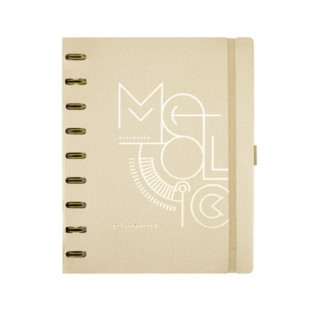Caderno Organizador Ótima Systemflex Metalic Dourado 17,5x24
