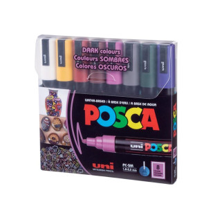 Caneta Posca Dark Colours Uni Ball PC-5M C/8 Cores