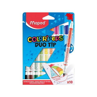 Canetinha Hidrográfica Maped Color Peps Duo Tip Duas Pontas 10 Cores