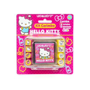 Kit Carimbo Maleta Hello Kitty - 8 Carimbos + 1 Almofada Leo&Leo
