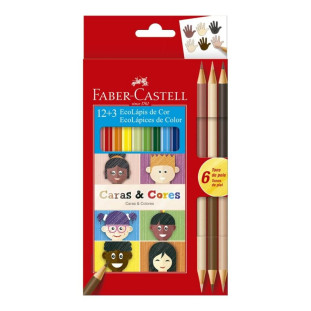 Lápis de Cor Faber Castell Caras e Cores 12 + 3