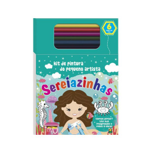 Livro Para Colorir Kit de Pintura do Pequeno Artista Sereiazinhas