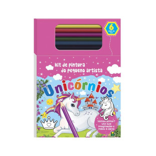 Livro Para Colorir Kit de Pintura do Pequeno Artista Unicórnios