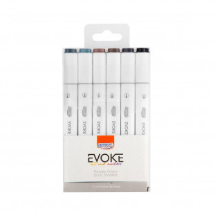 Marcador Artístico Evoke Dual Marker Tons de Cinza 6 cores