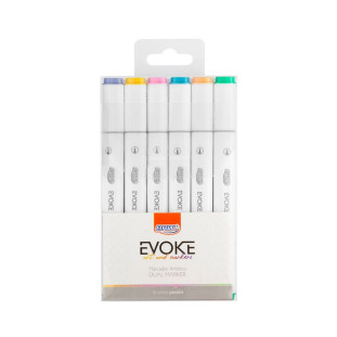 Marcador Artístico Evoke Dual Marker Tons Pastel 6 Cores
