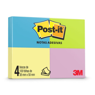 Post-it Colorido Adesivo 653 38x50mm 100 Folhas