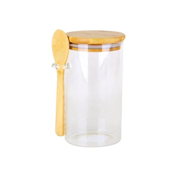 Pote de Vidro Redondo com Colher 300ml
