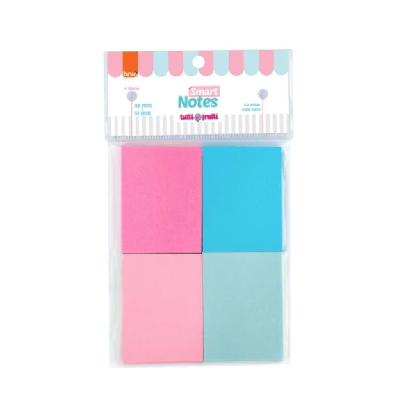 Post-it Notas Adesivas BRW Tutti Frutti 4 Cores 200F 38x51mm