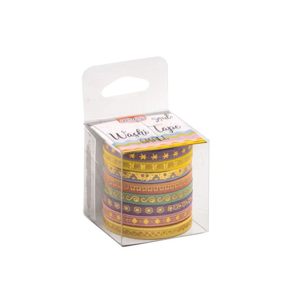 Fita Adesiva Washi Tape Small Hot Stamping 5mmx3m Caixa c/ 8un