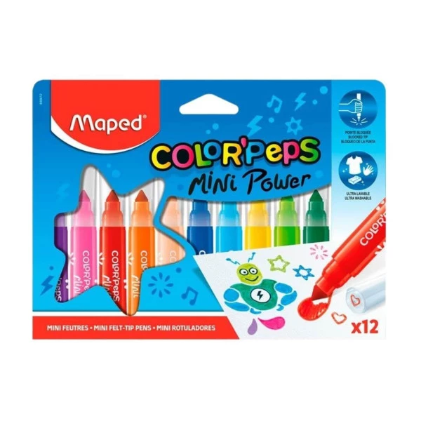 Canetinha Hidrográfica Color'Peps Mini Jumbo Power Caixa com 12 Cores