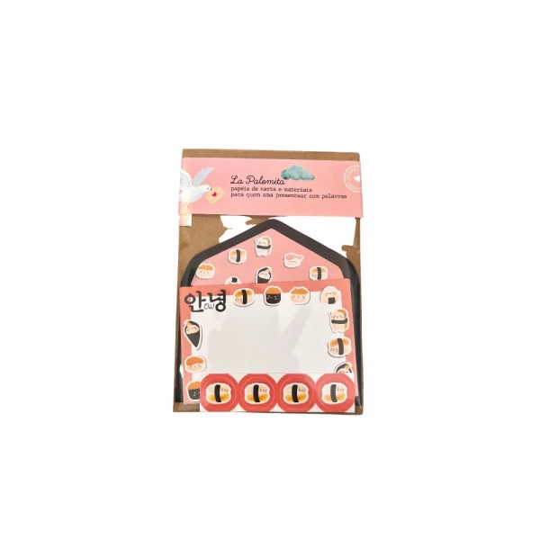 Papel de Carta Kit Com 4 Envelopes Mini Sushi