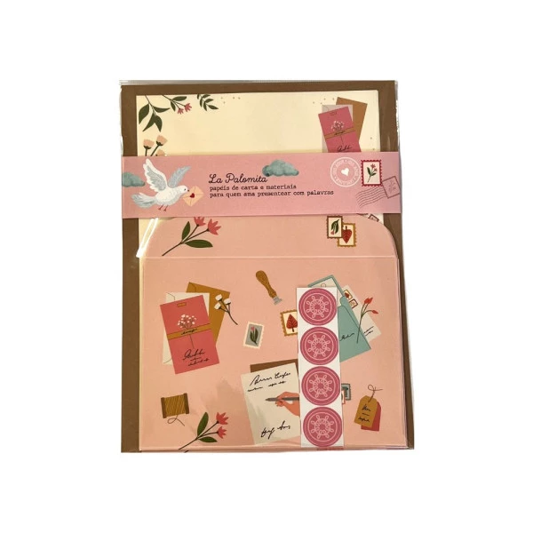 Papel de Carta Kit Com 4 Envelopes Vintage