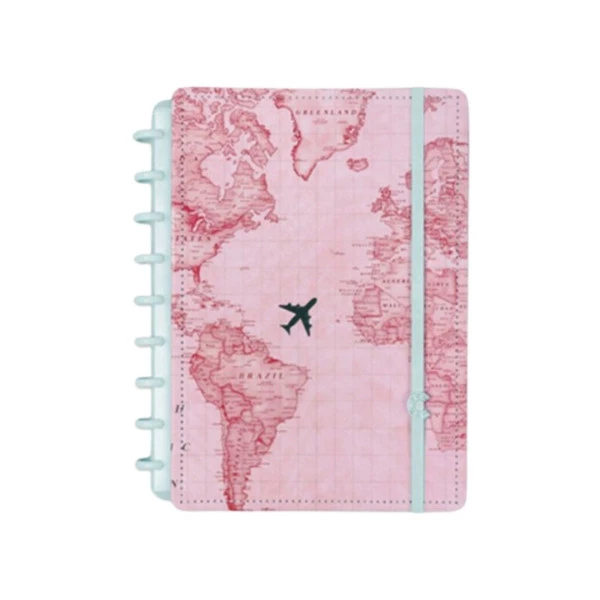Caderno Inteligente Médio By Gocase Mapa Mundi Rosa