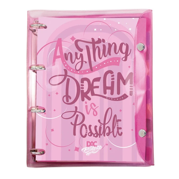 Fichário Universitário Caderno Argolado Cristal Rosa