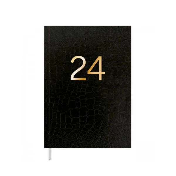 Agenda Diária 2024 Costurada Tilibra Croco Preto 145x205mm