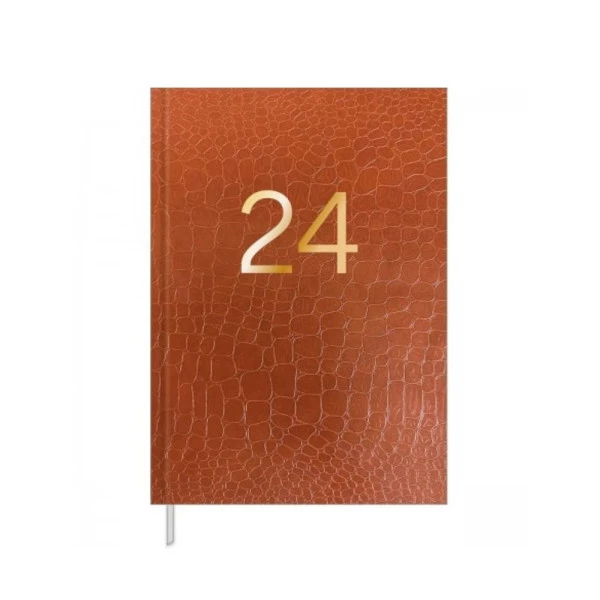 Agenda Diária 2024 Costurada Tilibra Croco Cinnamon 145x205mm