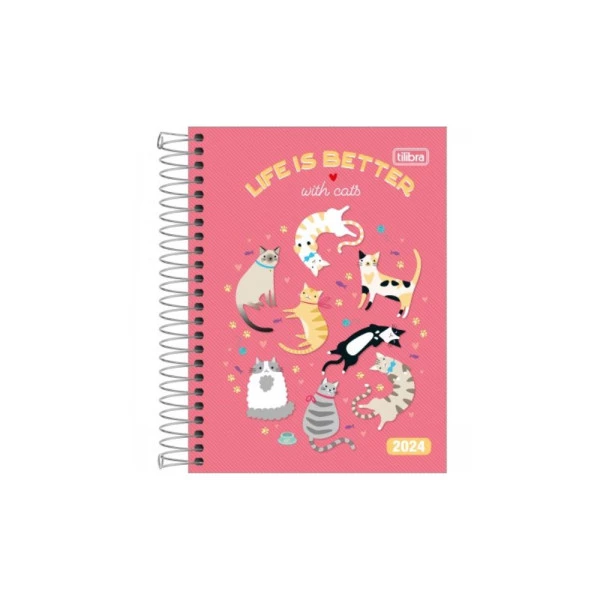 Agenda Diária 2024 Tilibra D+ Feminino Gatinhos 117x164mm