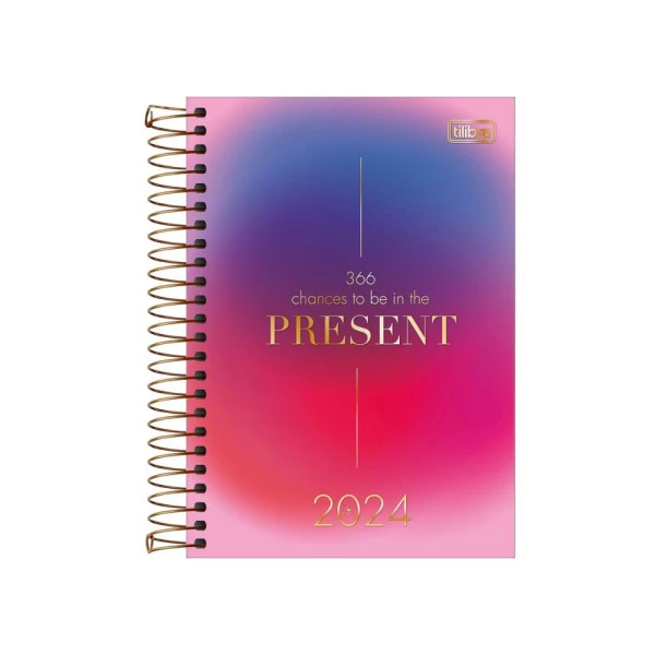 Agenda Diária 2024 Tilibra Great Present Rosa 140x200mm