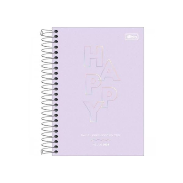 Agenda Diária 2024 Tilibra Happy Lilás 14x20cm