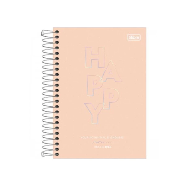 Agenda Diária 2024 Tilibra Happy Laranja 14x20cm
