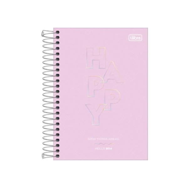 Agenda Diária 2024 Tilibra Happy Rosa 14x20cm