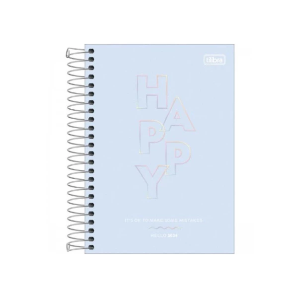 Agenda Diária 2024 Tilibra Happy Azul 14x20cm