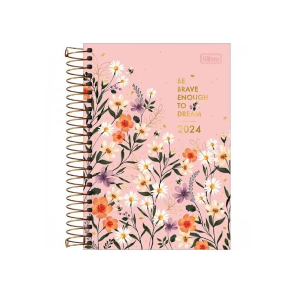 Agenda Diária 2024 Tilibra Le Vanille Rosa 14x20cm