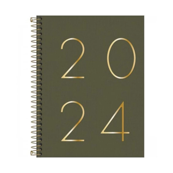Agenda Diária 2024 Tilibra Lume Verde 177x240mm